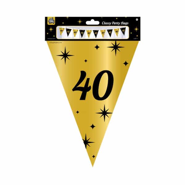 40th Birthday Black & Gold Party Bunting - 10m