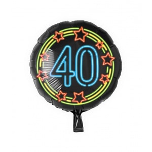 40th Birthday Neon Sign Foil Balloon - 46cm