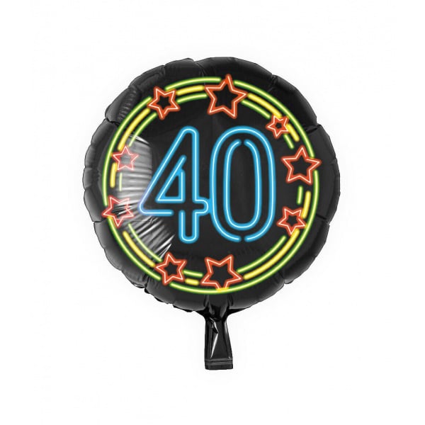 40th Birthday Neon Sign Foil Balloon - 46cm