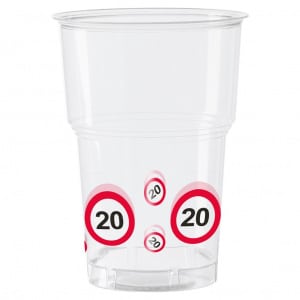 10 x 20th Birthday Traffic Sign Party Cups - 250ml