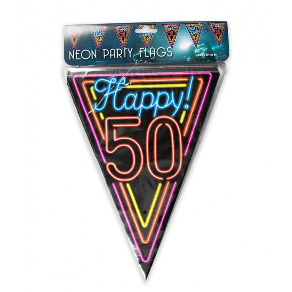 50th Birthday Neon Sign Party Bunting - 10m