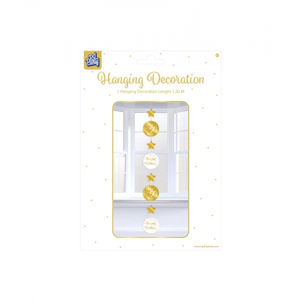 50th Birthday Gold & White Hanging Decoration - 1.2m