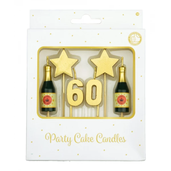60th Birthday Candles Champagne & Stars