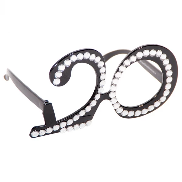 20th Black Diamante Birthday Age Party Glasses
