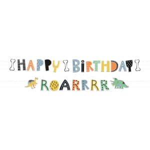 2 x Happy Birthday Dino Roars Letter Banner - 1.5m