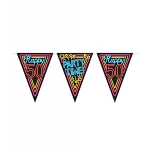 50th Birthday Neon Sign Party Bunting - 10m