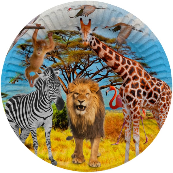 8 x African Safari Animals Party Plates - 23cm