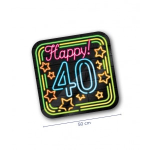 40th Birthday Neon Sign Cutout Decoration - 50cm