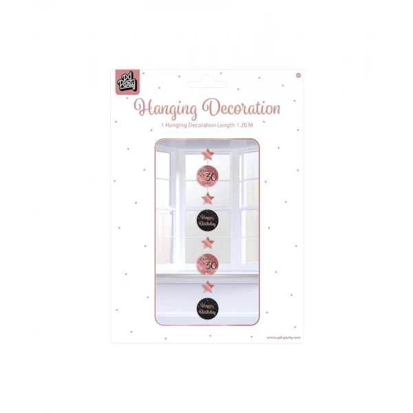 30th Birthday Rose Gold & Black Hanging Decoration - 1.2m