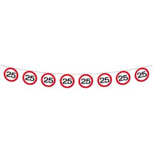 25th Birthday Traffic Sign Party Banner - 12m