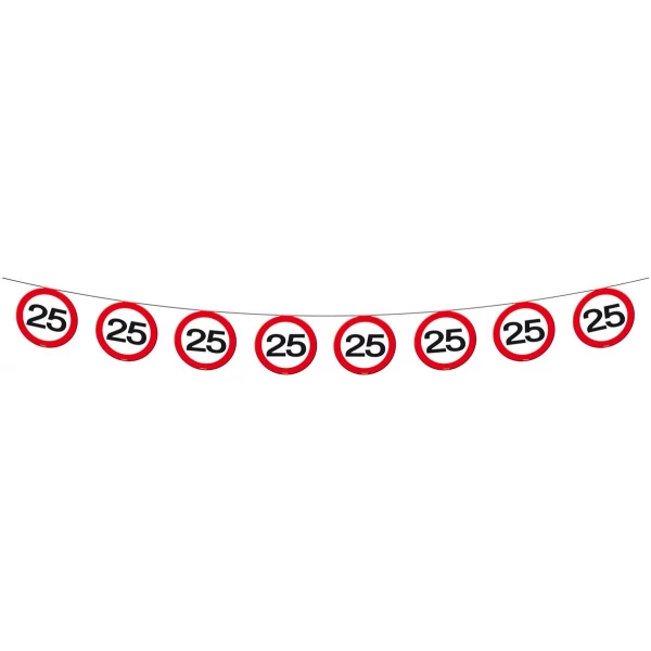 25th Birthday Traffic Sign Party Banner - 12m