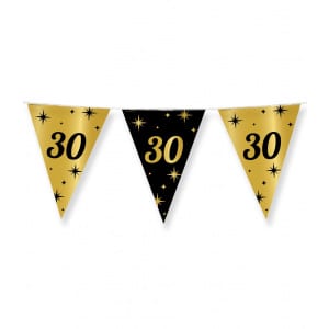 30th Birthday Black & Gold Party Bunting - 10m