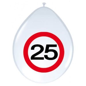 8 x 25th Birthday Traffic Sign Party Balloons - 30cm