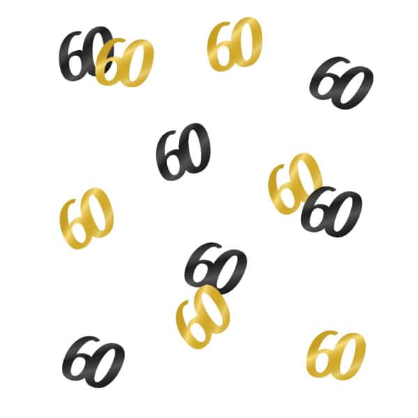 60th Birthday Black & Gold Table Confetti - 14g