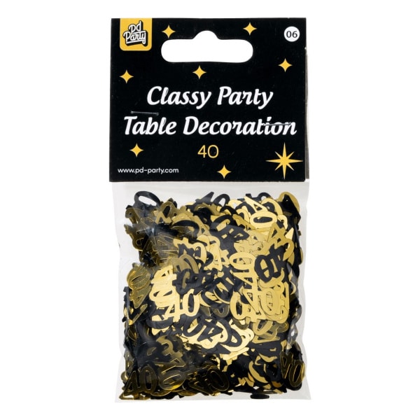 40th Birthday Black & Gold Table Confetti - 14g