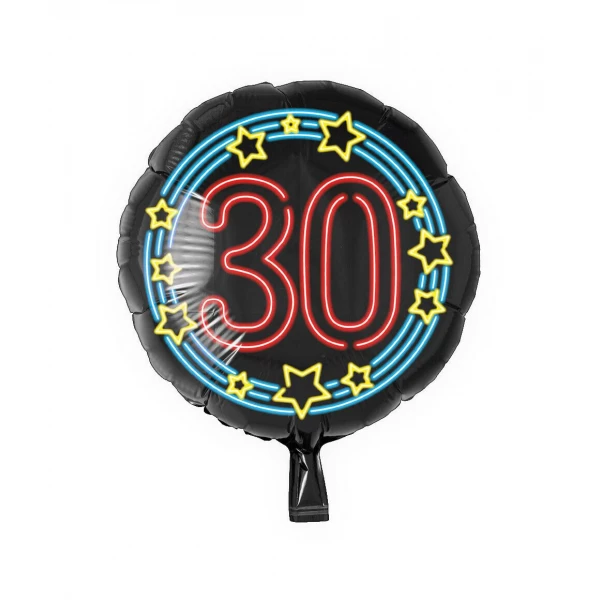 30th Birthday Neon Sign Foil Balloon - 46cm