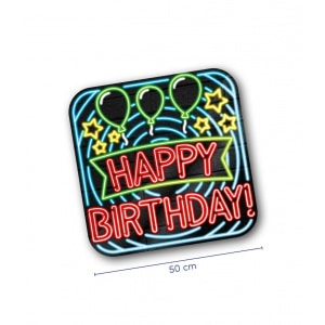 Happy Birthday Neon Sign Cutout Decoration - 50cm