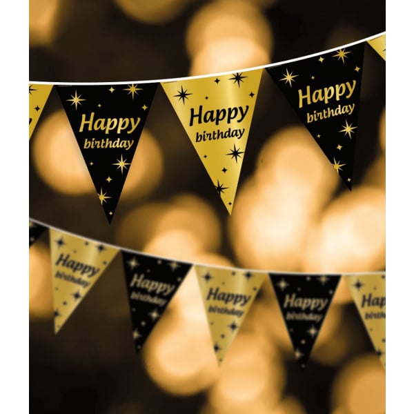 30th Birthday Black & Gold Party Bunting - 10m