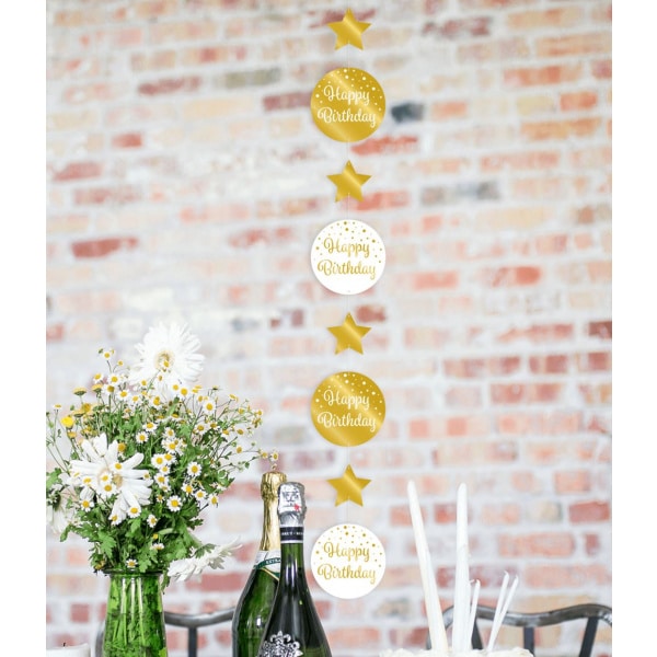 60th Birthday Gold & White Hanging Decoration - 1.2m