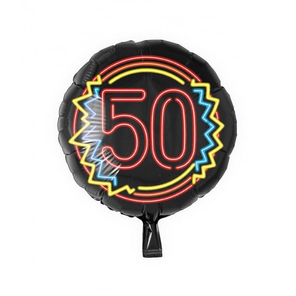 50th Birthday Neon Sign Foil Balloon - 46cm