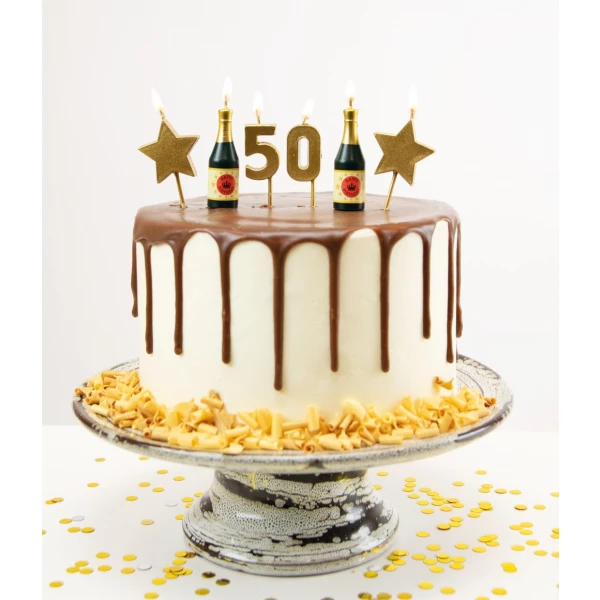 50th Birthday Candles Champagne & Stars