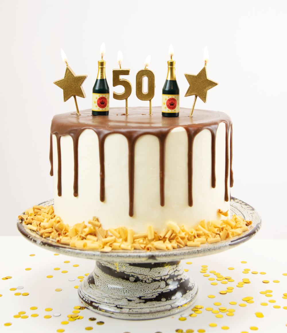 Gold Birthday Cake/ Anniversary Cake Candles 12 Pack