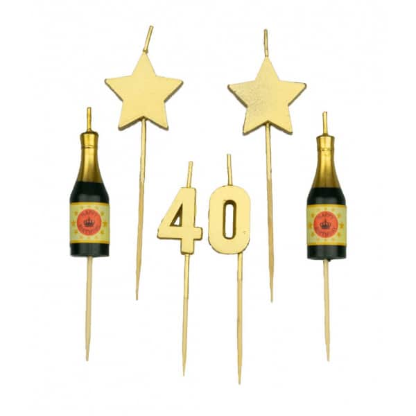 40th Birthday Candles Champagne & Stars