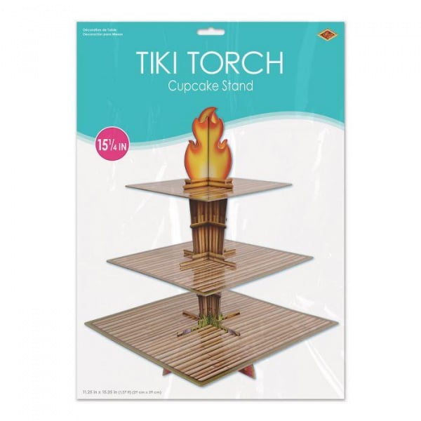 Hawaiian Tiki Torch Card Cupcake Stand - 39cm