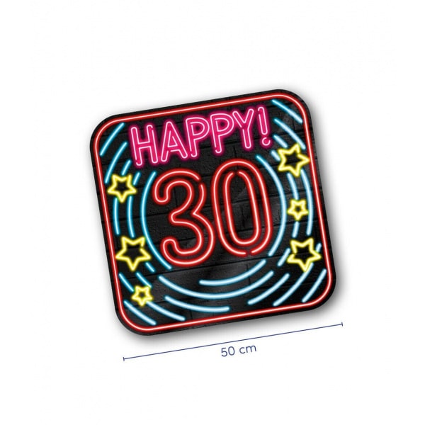 30th Birthday Neon Sign Cutout Decoration - 50cm