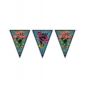 Happy Birthday Neon Sign Party Bunting - 10m