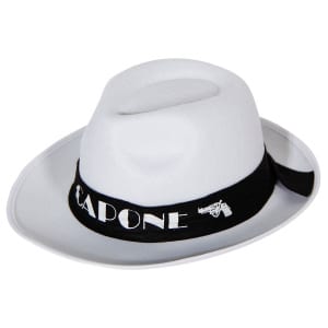 White Al Capone Gangster Trilby Hat