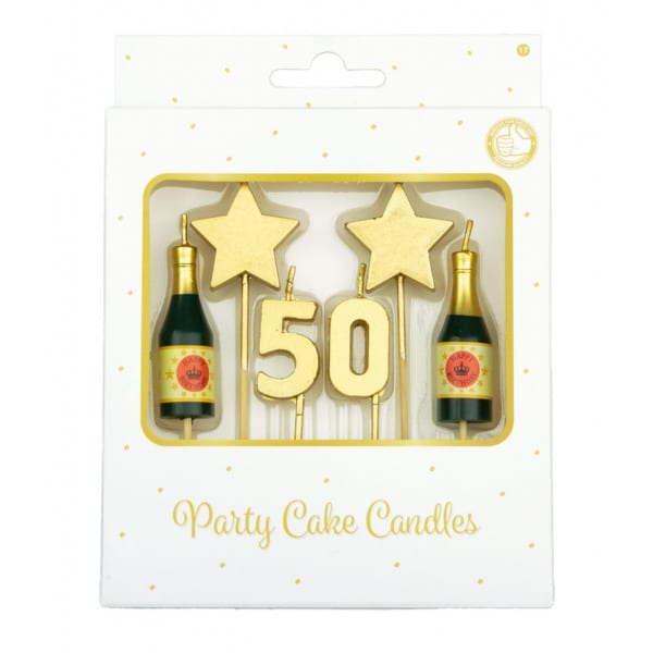 50th Birthday Candles Champagne & Stars