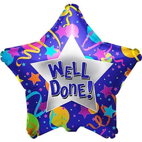 Well Done Multicoloured Star Foil Balloon - 46cm