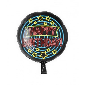 Happy Birthday Neon Sign Foil Balloon - 46cm