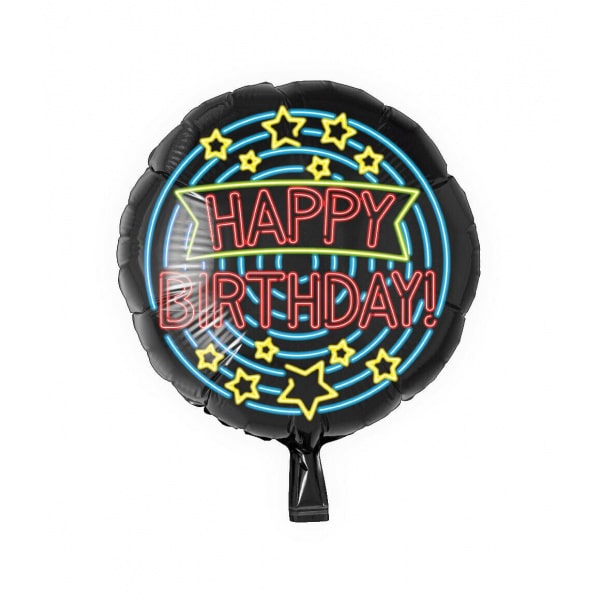 Happy Birthday Neon Sign Foil Balloon - 46cm