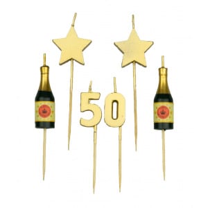 50th Birthday Candles Champagne & Stars