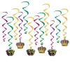 12 x Mardi Gras Carnival Hanging Whirls - 44cm - 80cm