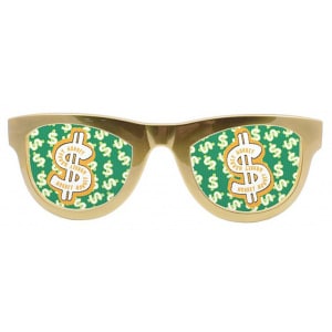 Large Gold Dollar Sign Novelty Party Glasses