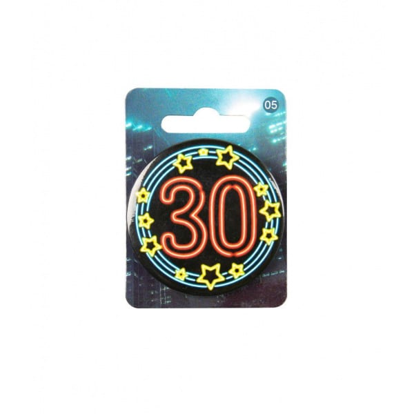 30th Birthday Neon Badge - 5.5cm