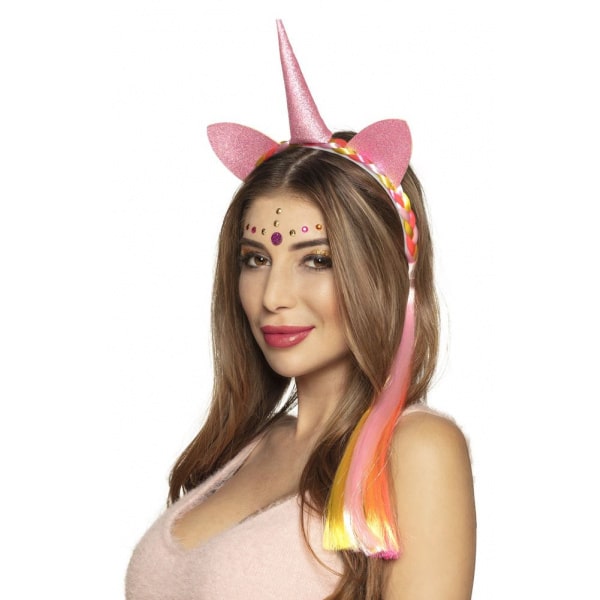 Pink Unicorn Headband Horn, Ears and Braid