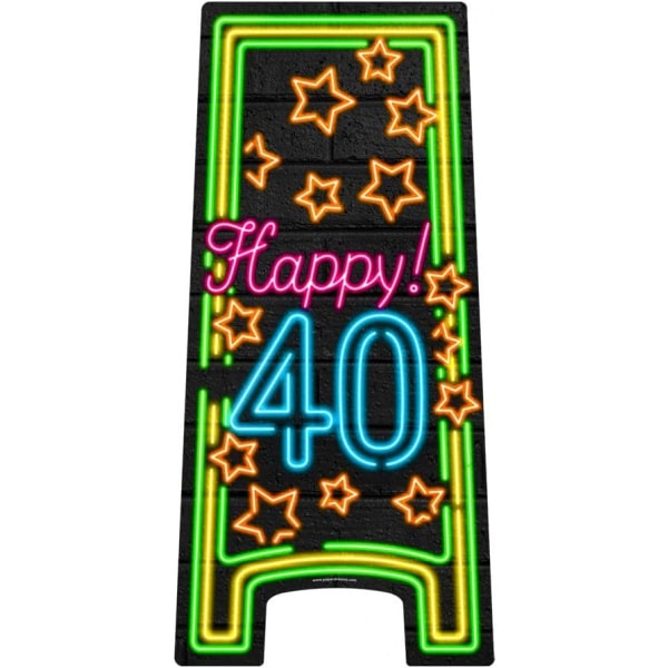 40th Happy Birthday Neon Pavement Sign - 58cm