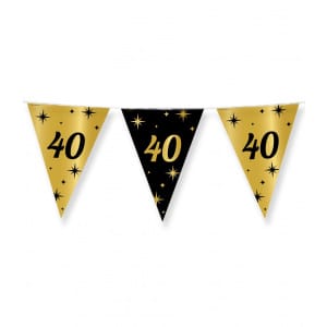 40th Birthday Black & Gold Party Bunting - 10m