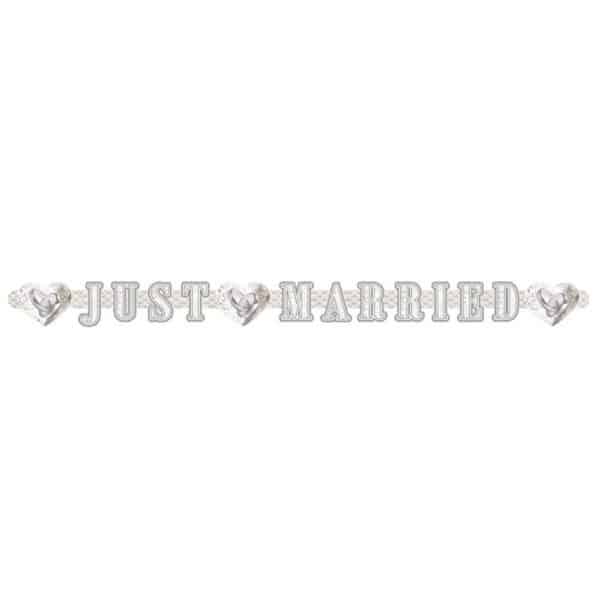 Just Married Wedding Rings Letter Banner -  2m