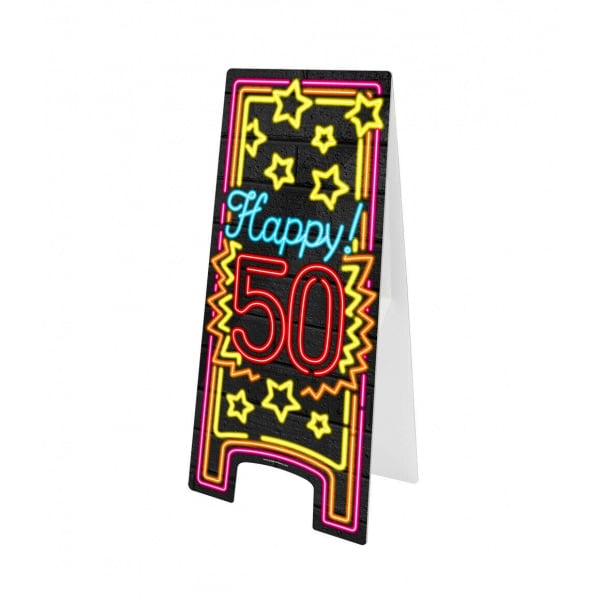 50th Happy Birthday Neon Pavement Sign - 58cm