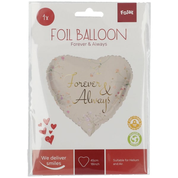 "Forever & Always" Heart Shaped Foil Balloon - 45cm