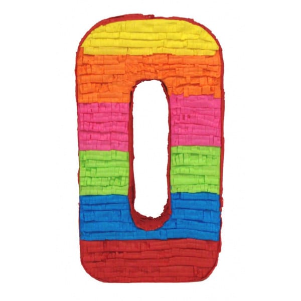 Number 0 Birthday Age Multicoloured Pinata - 50cm x 40cm