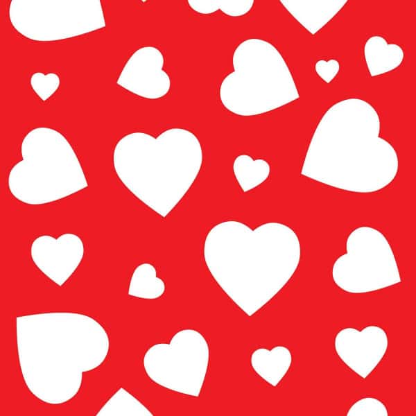 Red & White Hearts Party Tablecloth - 2.7m x 1.3m