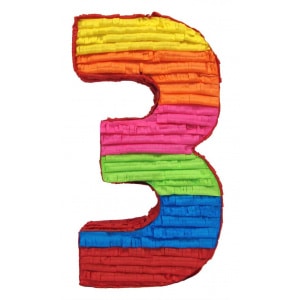 Number 3 Birthday Age Multicoloured Pinata - 50cm x 40cm