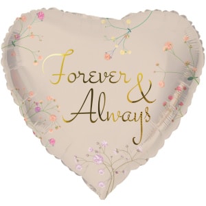 "Forever & Always" Heart Shaped Foil Balloon - 45cm