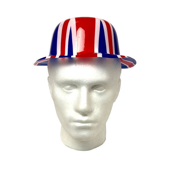 Union Jack British Plastic Bowler Hat - Choose Qty